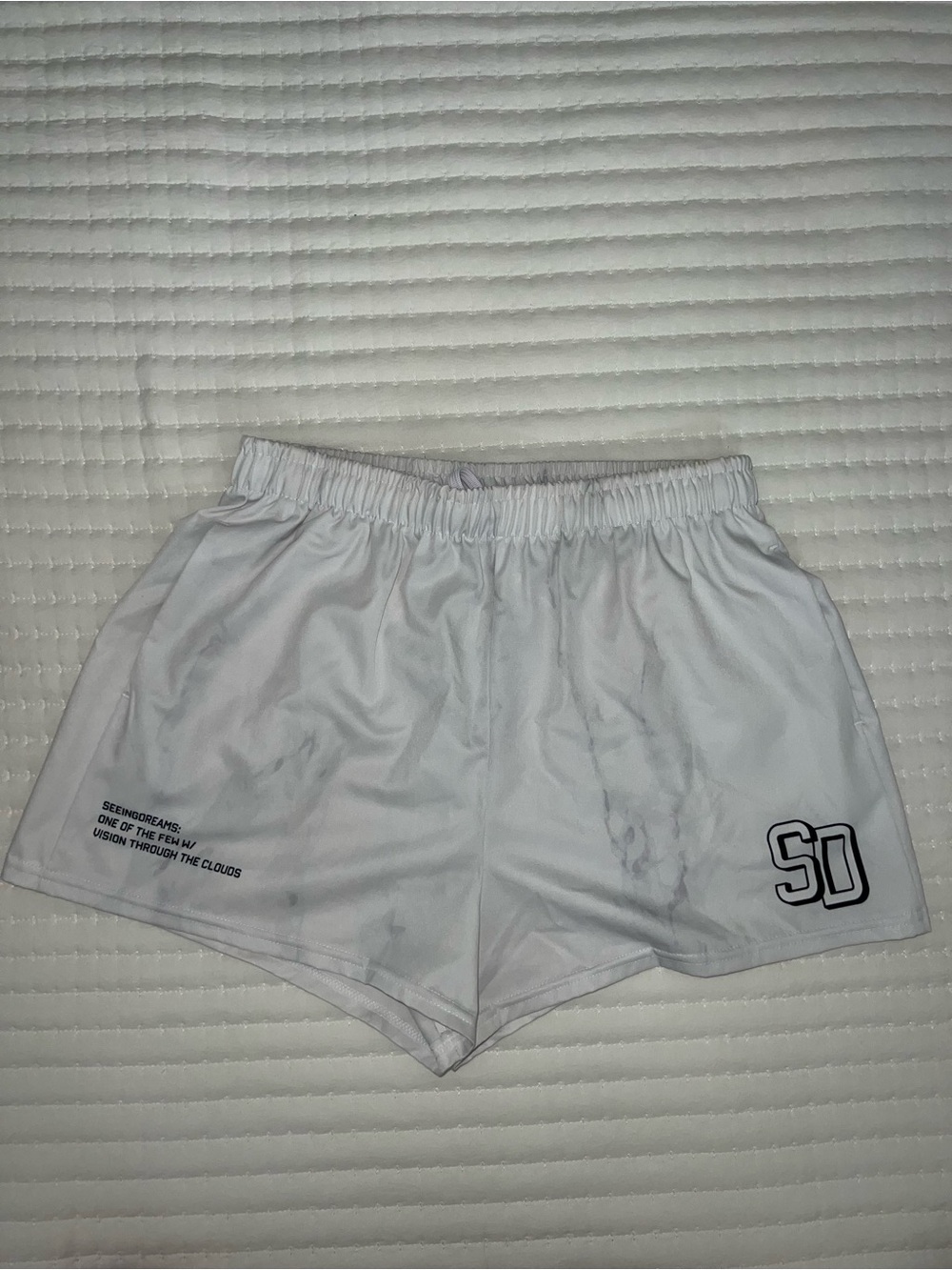 Seeing Dreams - White/Gray Marble Women's Athletic Shorts